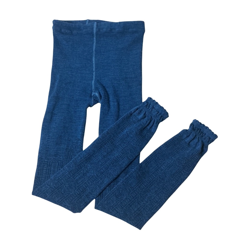 Smartwool Merino Wool Base Layer Tights Kids M Blue Pointelle Ruffle Leggings